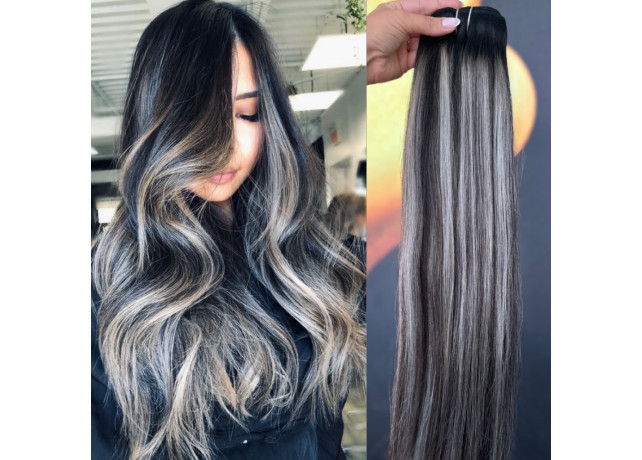 Extensii Clip-On Oskar Balayage B #1B/Grey/1B